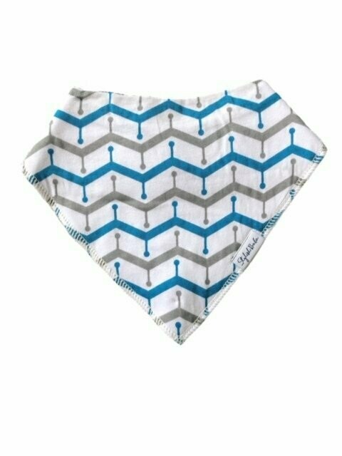 Blue & Grey Zig Zag Dribble Proof Bandana Bib
