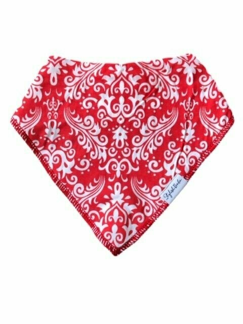 Red Pattern Baby Dribble Proof Bandana Bib