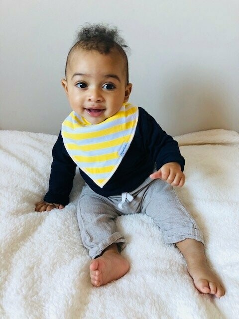 Yellow Stripy Baby Dribble Proof Bandana Bib