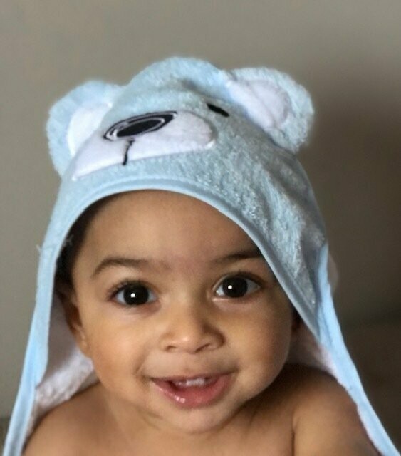 Blue Animal Baby Hooded Towel - 100% Cotton