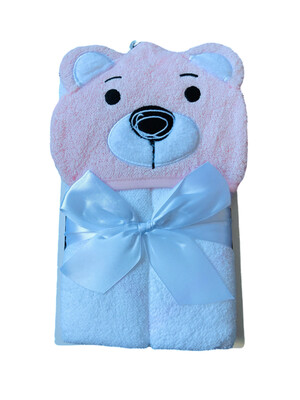 Pink Animal Hooded Towel - 100% Cotton