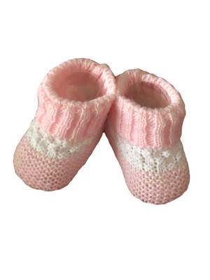 Newborn Knitted Pink Baby Booties