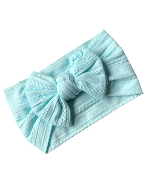 Blue Baby Twisted Cable Knot Bow Headband