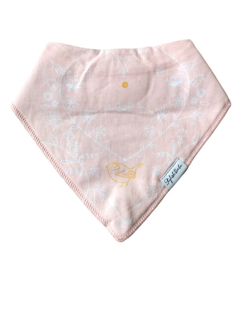 Pink Love Bird Secure Clip Baby Bandana Bib