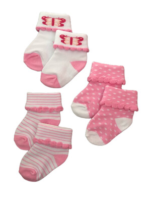Infants Pink Butterfly Socks - 3 Pack