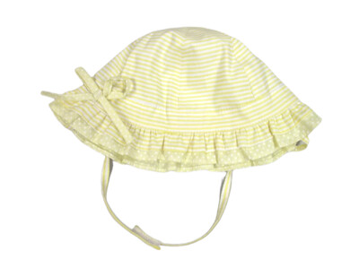 Yellow Stripy Baby Girls Frill Sun Hat