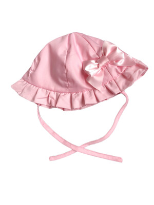 Plain Pink Bow Baby Sun Hat