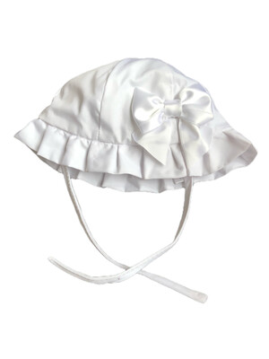 Plain White Baby Bow Sun Hat