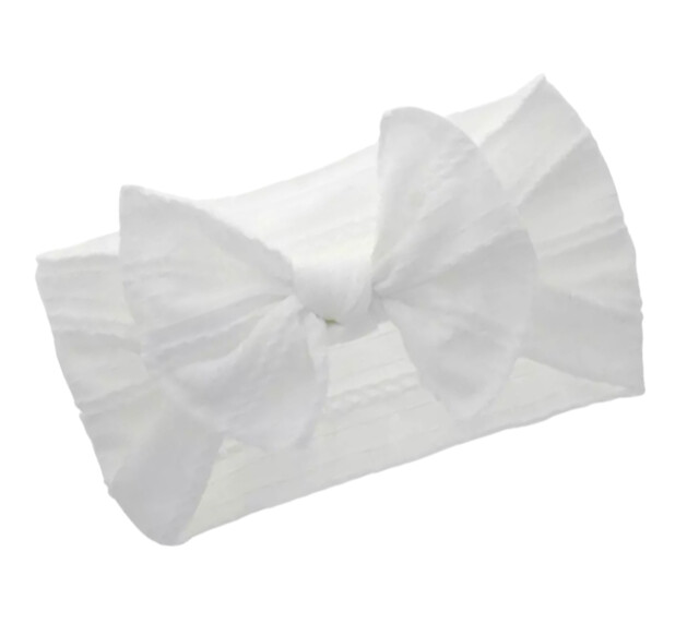 White Twisted Cable Knotbow Headband