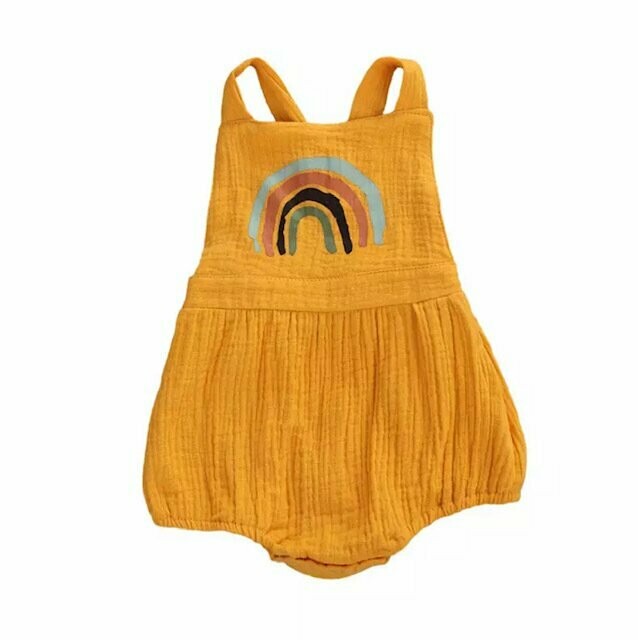 Mustard Yellow Rainbow Baby Romper Mustard Yellow Rainbow Baby Romper