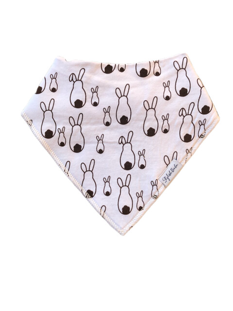 Brown & White Bunny Dribble Proof Bandana Bib