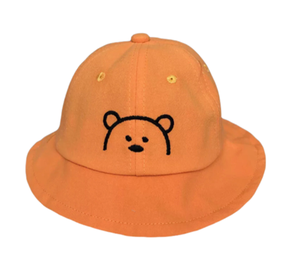 Orange Embroidered Teddy Sun Hat