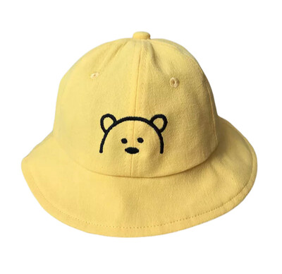 Yellow Embroidered Teddy Sun Hat