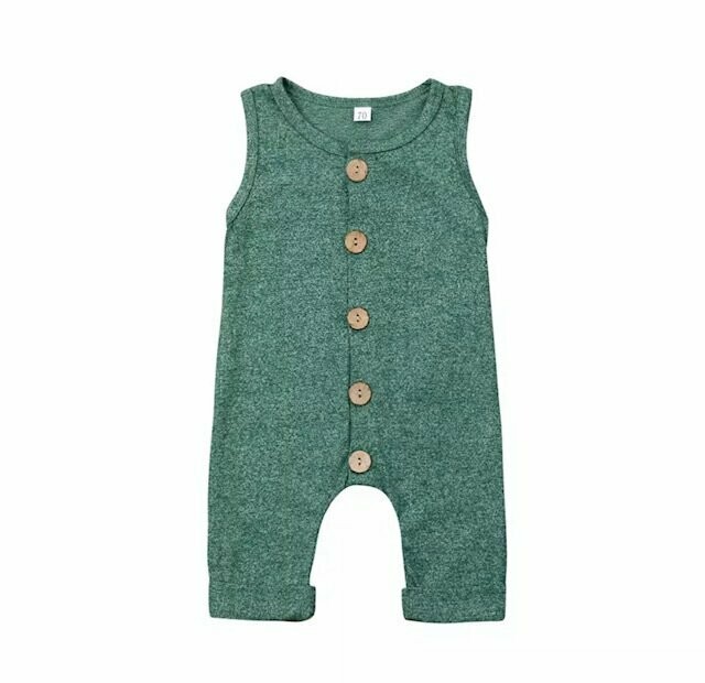 Green Button Up Baby Jumpsuit Green Button Up Baby Jumpsuit