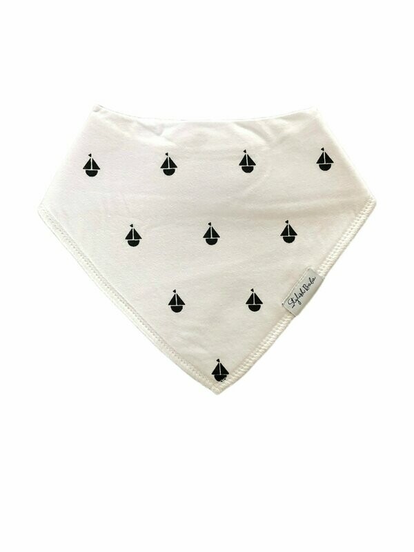 White Sailing Baby Secure Clip Bib