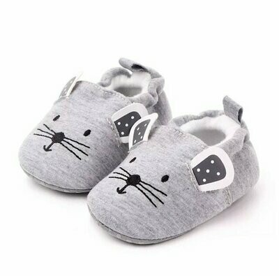 Grey Mouse Baby Slip on Shoes
