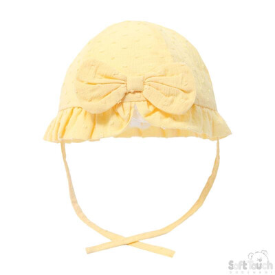 Yellow Girls Dotty Bow Sun Hat