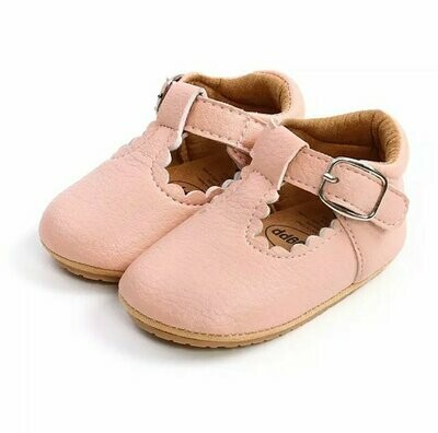 Soft Pink Leather Baby Prewalker Shoes