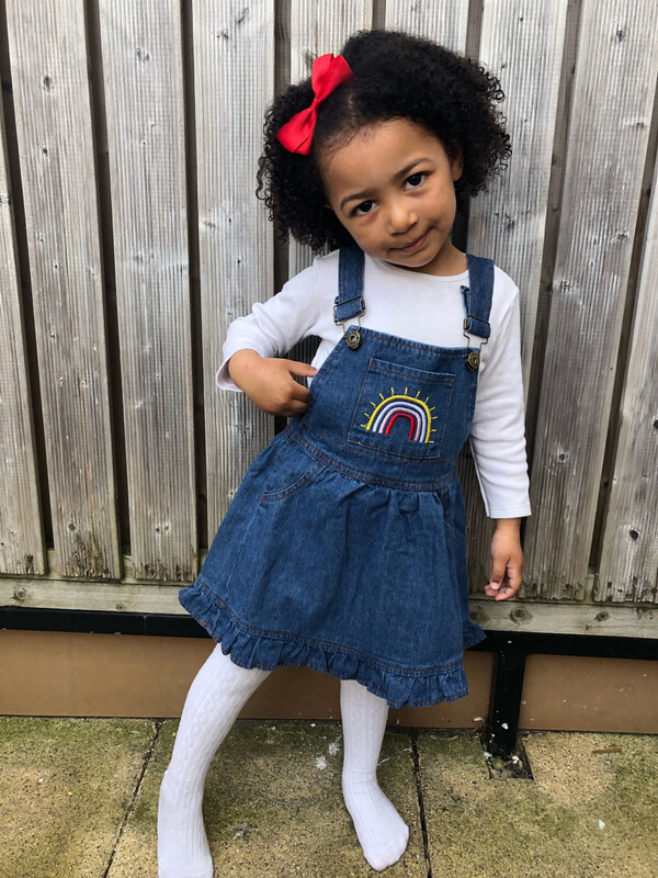 Denim Embroidered Rainbow Dress Denim Embroidered Rainbow Dress