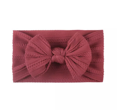 Rose Red Twisted Cable Knot Bow Baby Headband Design