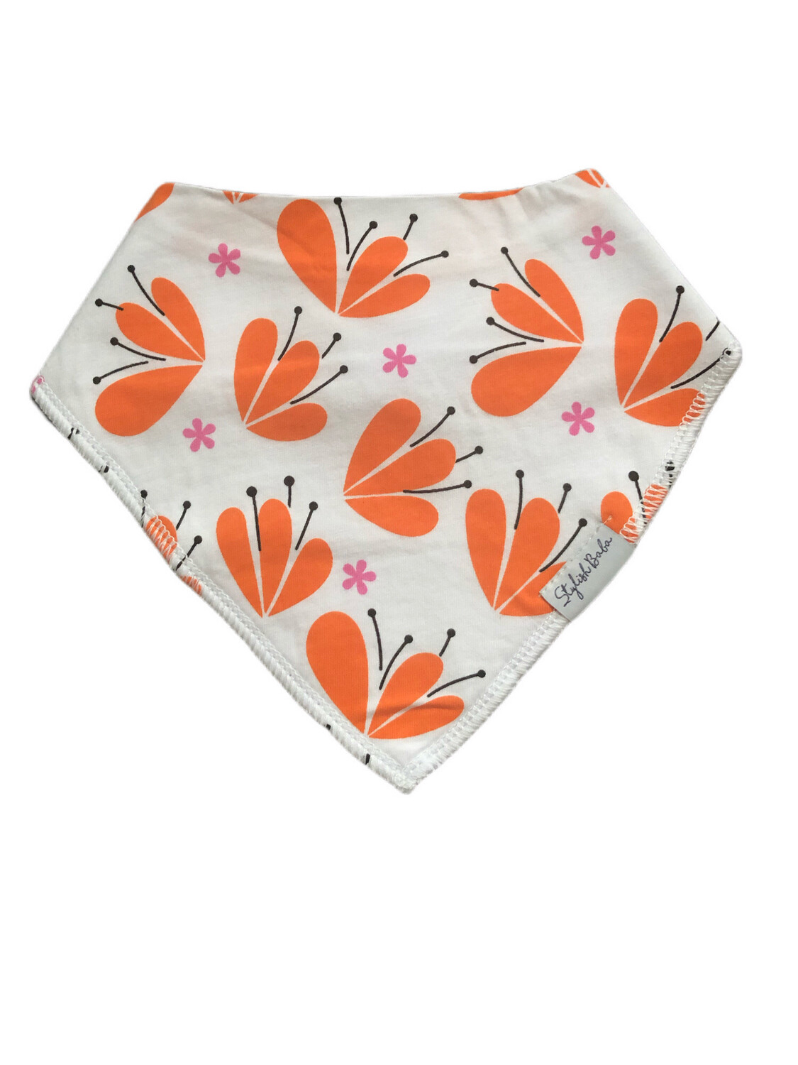 Summer Flower Baby Bib, Secure Clip, Drool Proof.