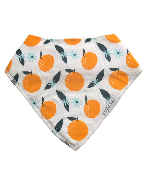 Orange Baby Bib, 100% Cotton, Secure Clip, Dribble Proof
