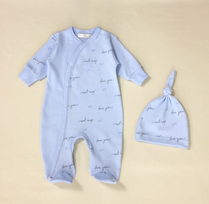 Blue Love You Babygrow & Hat Set