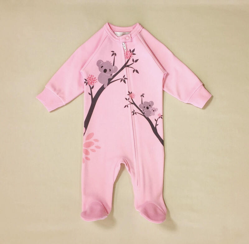 Pink Koala Zip Up Babygrow
