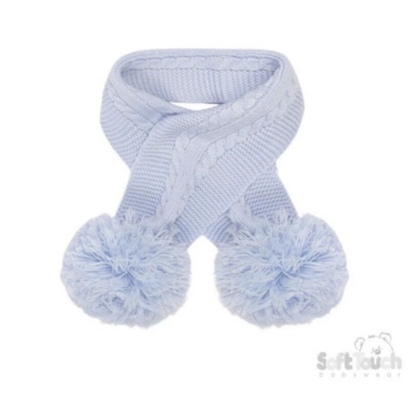 Blue Elegance Pom Pom Scarf
