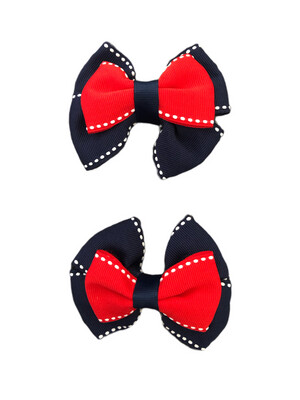 Red & Navy Girls Hair Clips