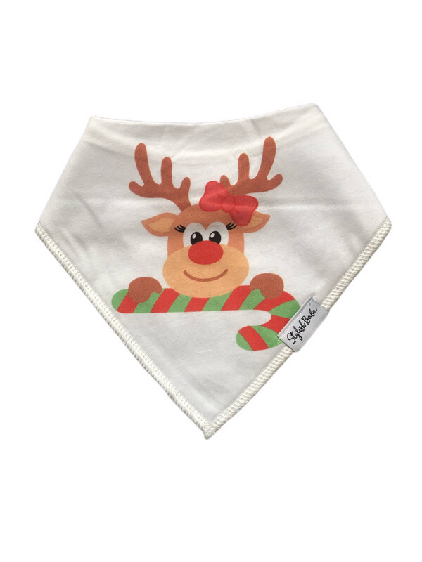 Christmas Reindeer With Bow Baby Bib