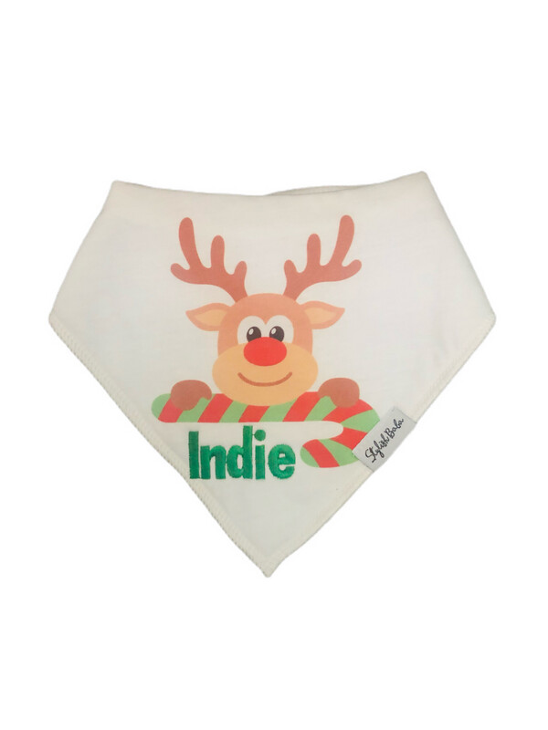 Personalised Christmas Reindeer Baby Bib