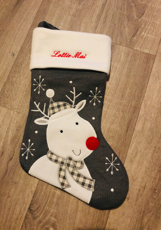 Charcoal Reindeer Christmas Stocking