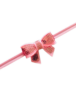 Small Pink Shiny Sequin Baby Bow Headband