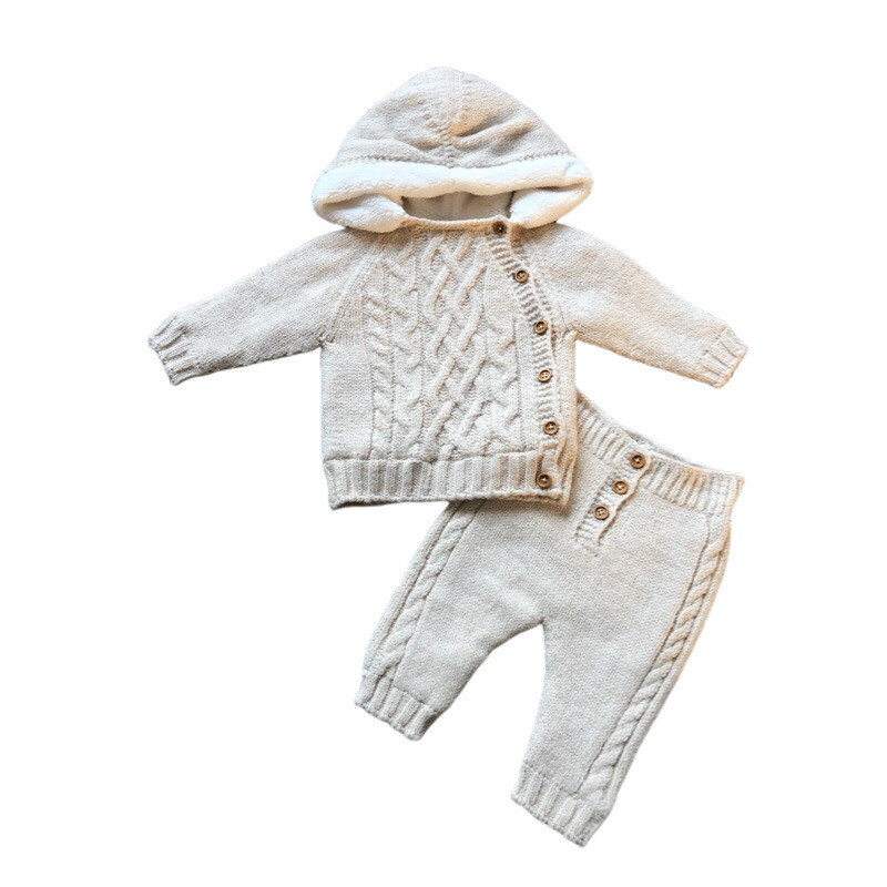 Beige 2 Piece Knitted Top & Bottoms