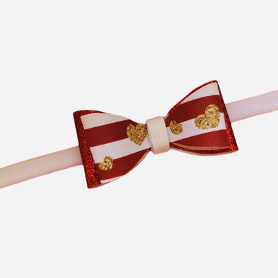Red, White & Gold Heart Baby Bow Headband