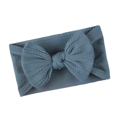 Stone Blue Twisted Cable Knot Bow Headband