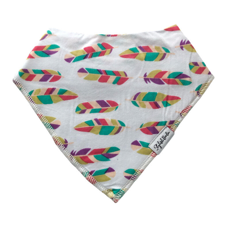 Colorful Feathers Drool Proof Baby Bib