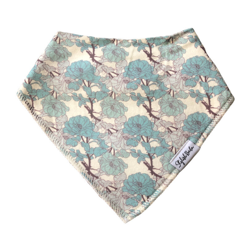 Blue Floral Cotton Baby Bib