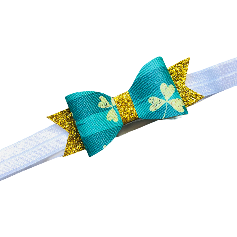 Green & Gold Shamrock Baby Bow Headband