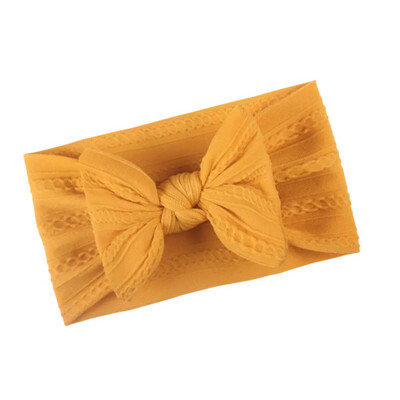 Mustard Yellow Twisted Cable Knot Bow Headband
