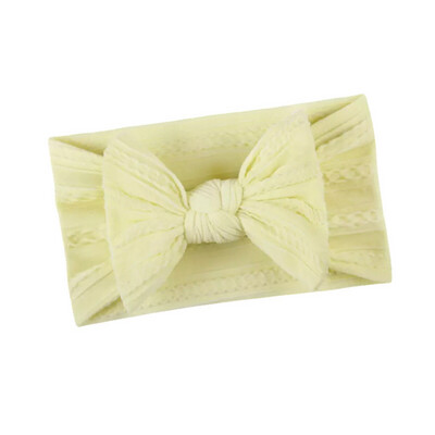 Yellow Twisted Cable Design Knot Bow Headband