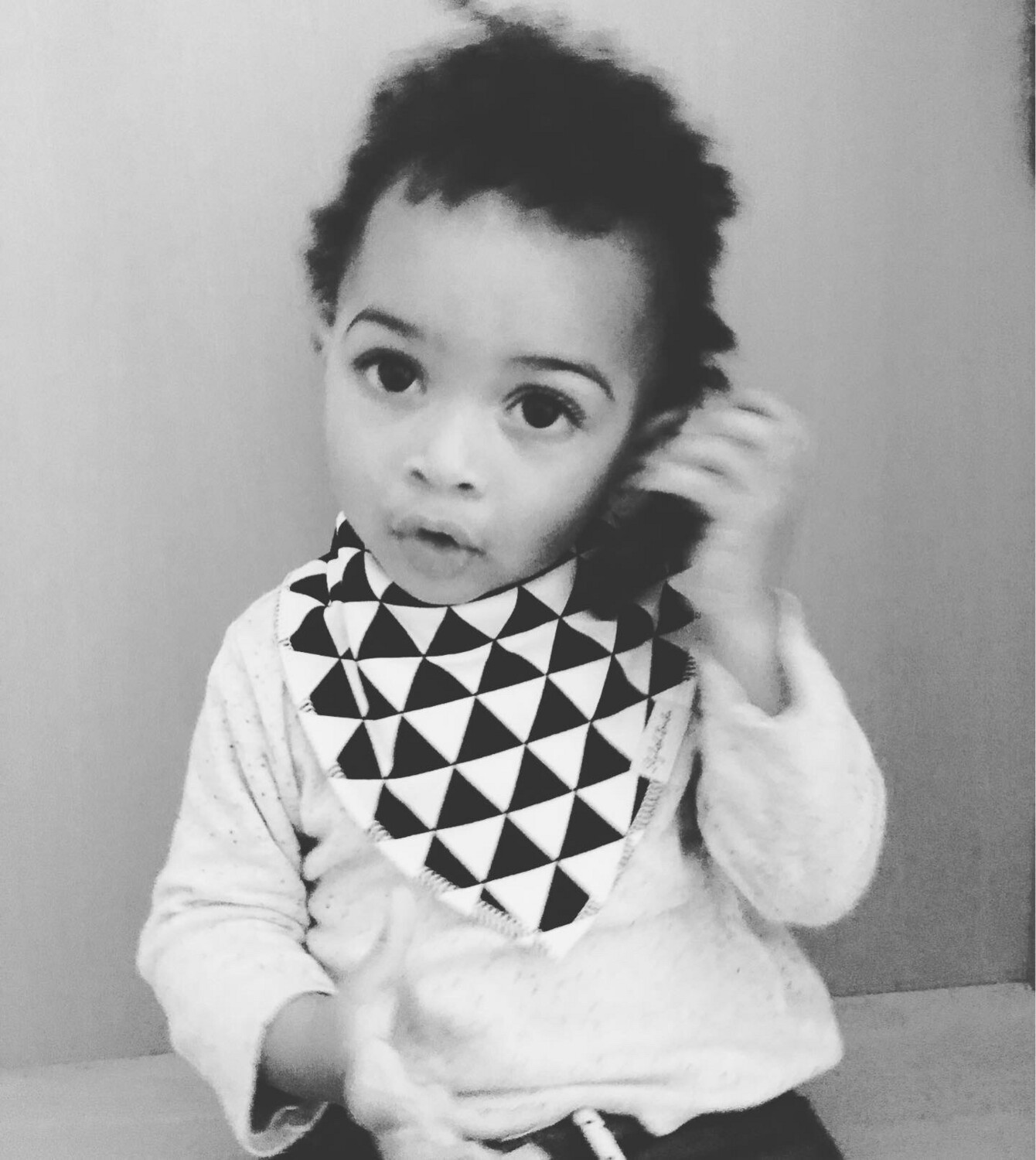 Black & White Triangle Design Cotton Baby Bib