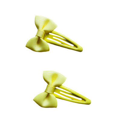 Yellow Bow Hair Clip Set