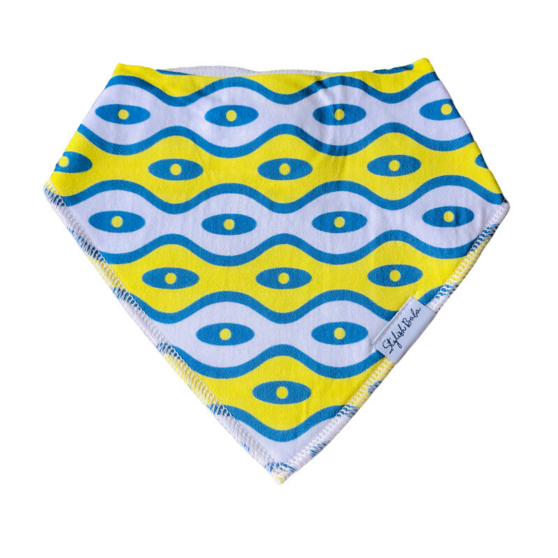 Yellow & Blue Wave Drool Proof Bandana Baby Bib