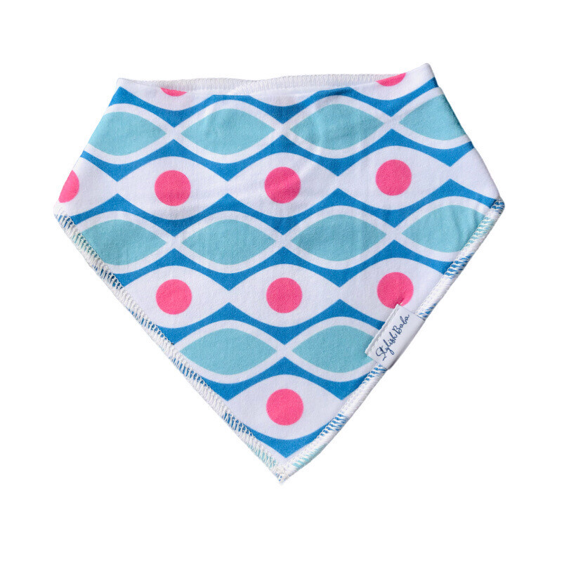 Blue & Pink Spot Dribble Proof Bandana Baby Bib