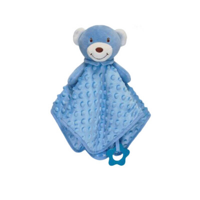 Blue Teddy Bear Comforter With Teething Ring (personalise)