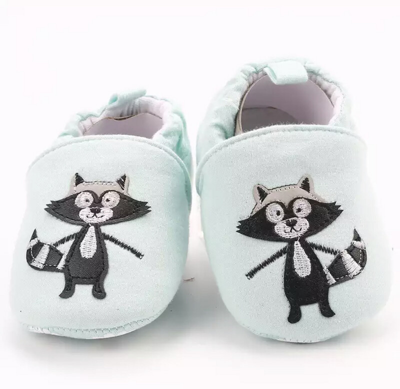 Mint Green Raccoon Non Slip Pre-Walker Shoes