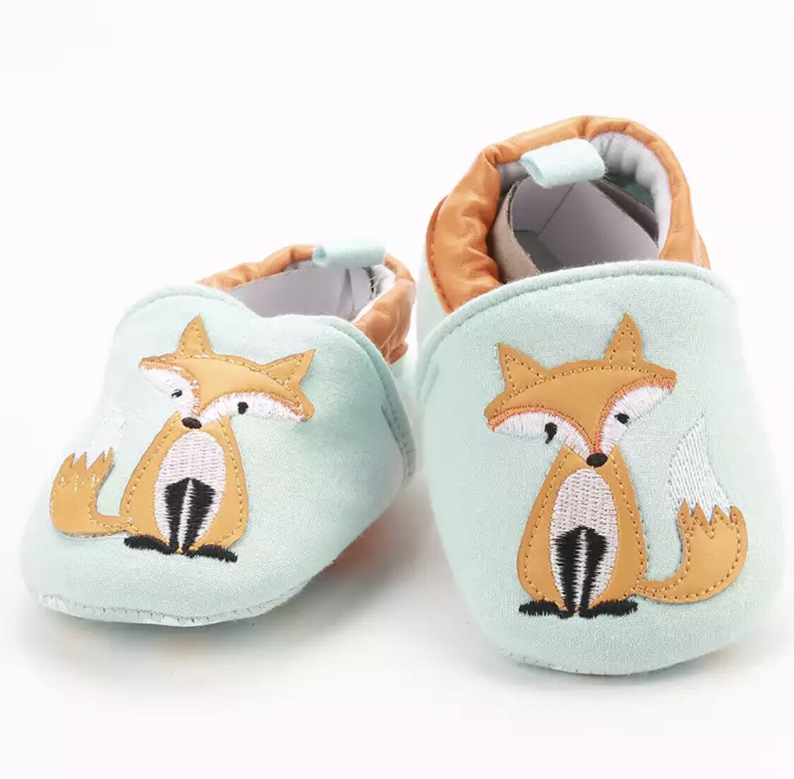 Mint Green Fox Anti Slip Pre-walker Baby Shoes, Size: 6-12 Months 11.5cm