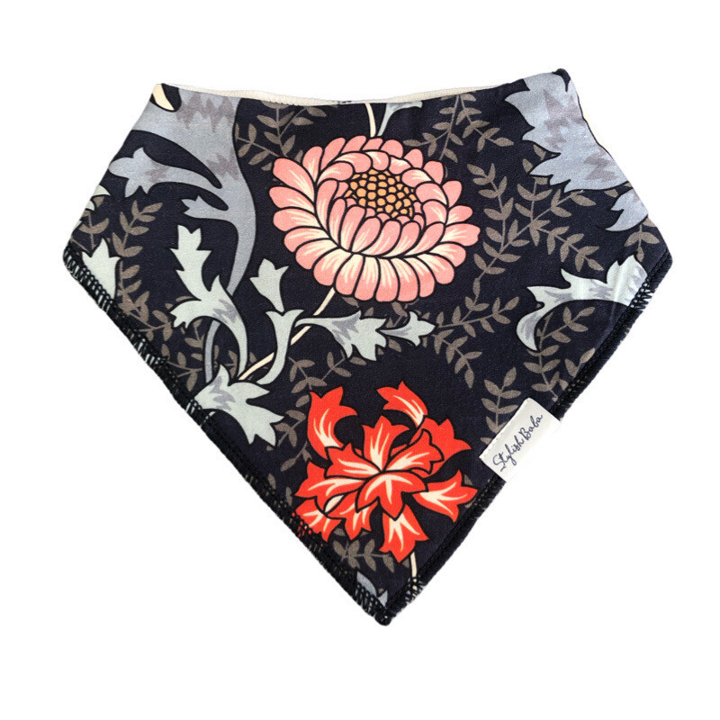Navy Floral Drool Proof Cotton Baby Bib